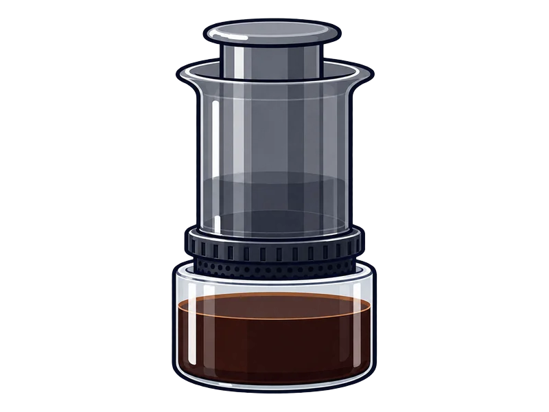 Illustration of the AeroPress XL on its glass carafe