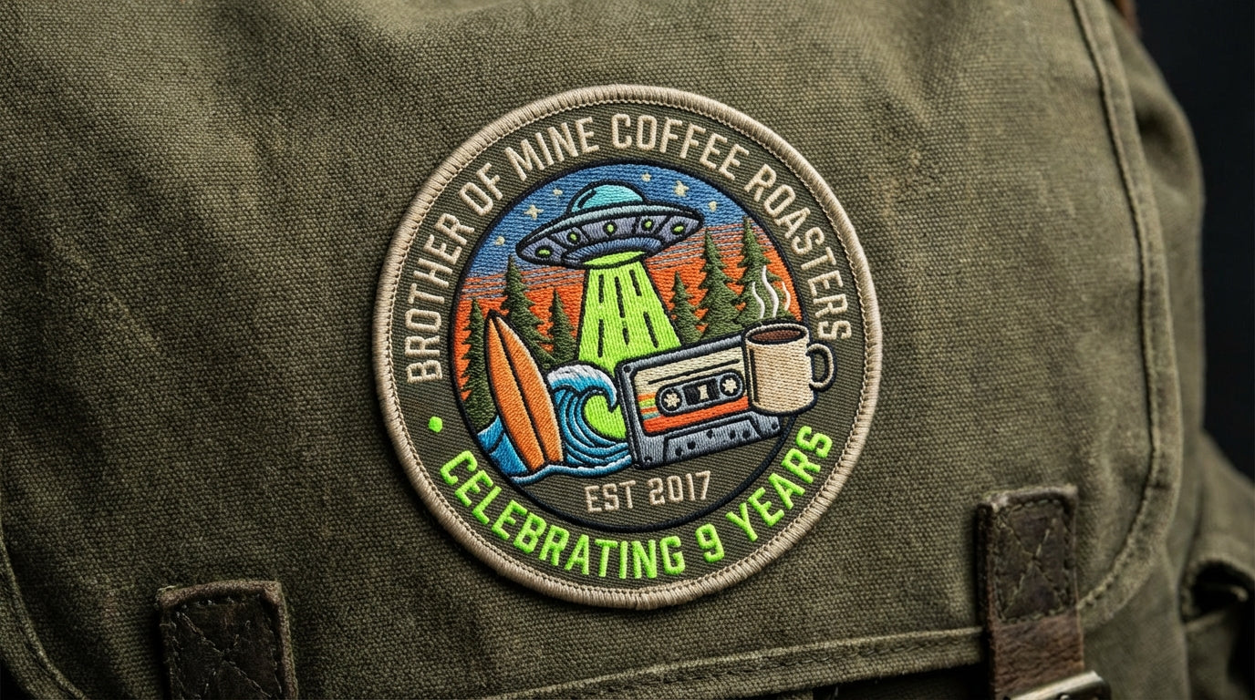 Celebrating nine years patch brother of mine on ruck sack