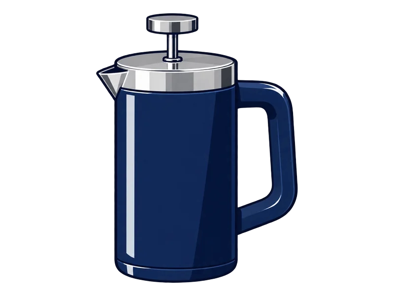 Illustration of the YETI Rambler French Press, an insulated steel plunger