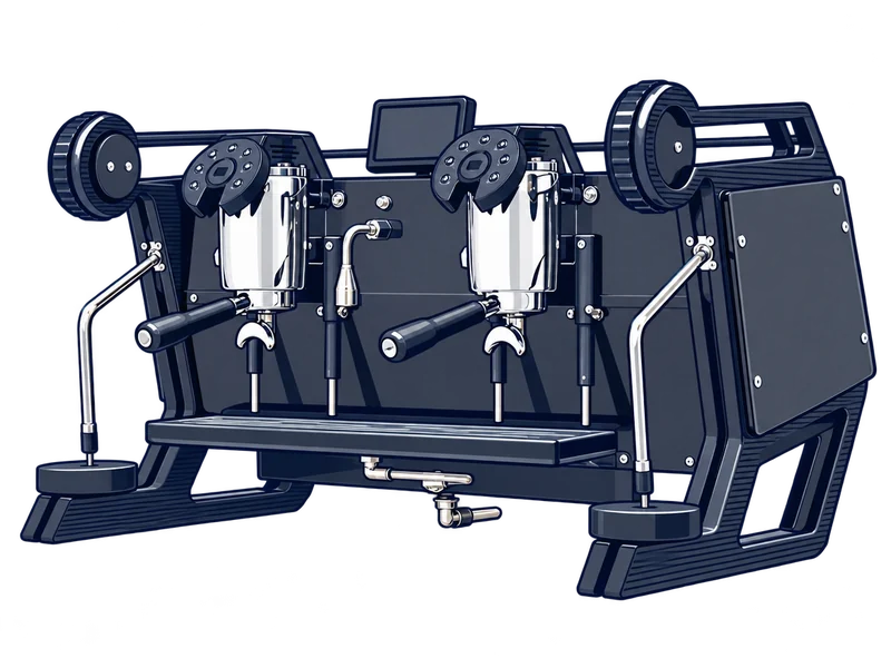 Illustration of the XLVI 55 Volante two group espresso machine